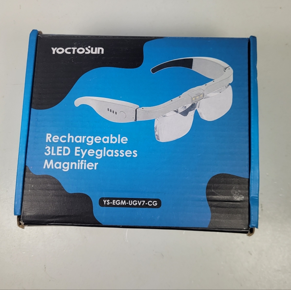 Rechargeable 3LED Eyeglasses Magnifier - Silver